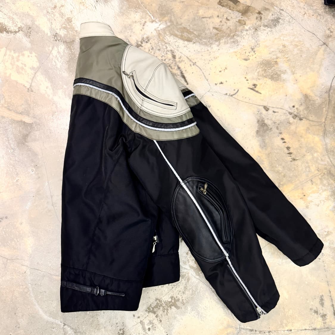디젤 90's 모터사이클 라이더 자켓 블랙/카키 상품이미지5