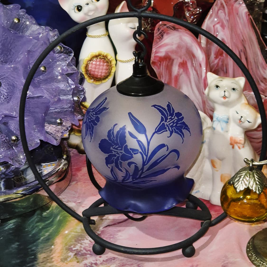 80s 오타루 샌드블라스트 난초 호롱 램프 상품이미지9