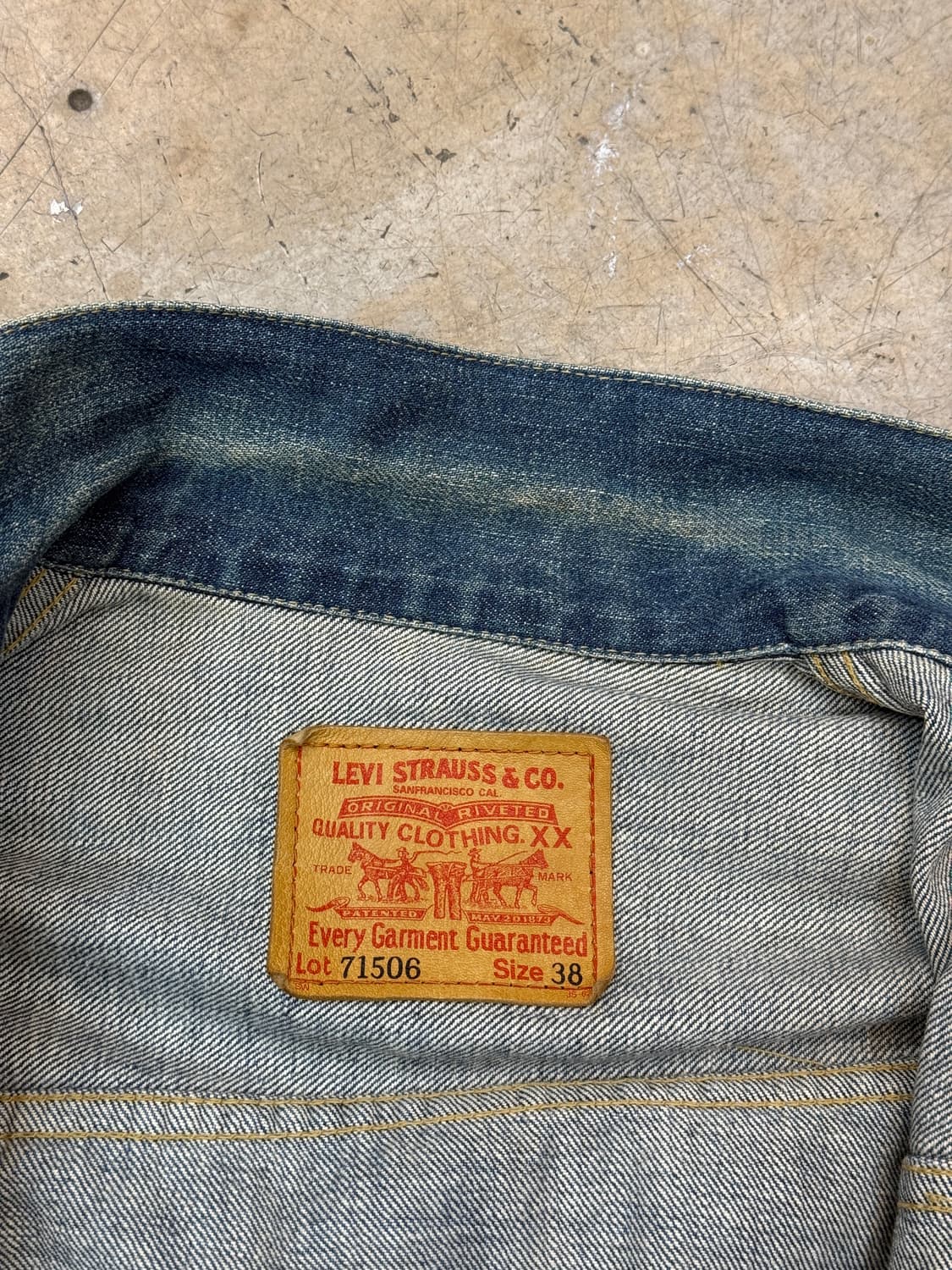 90s 리바이스 LVC type1 셀비지 데님자켓 상품이미지3