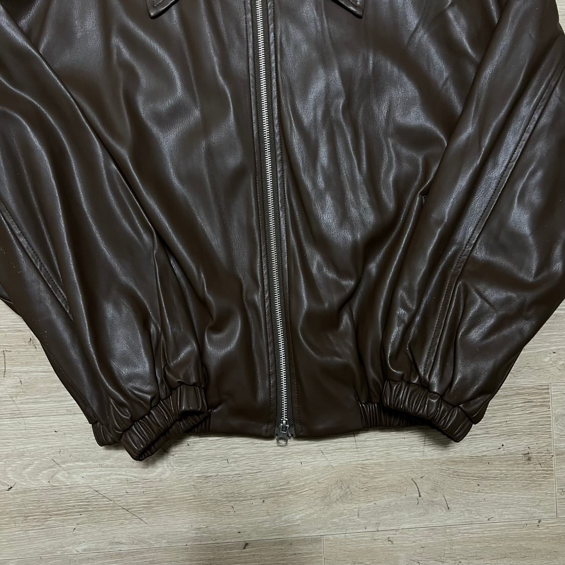 남성 카라 봄버 레더 라이더 가죽자켓 [브라운] L/100 상품이미지3
