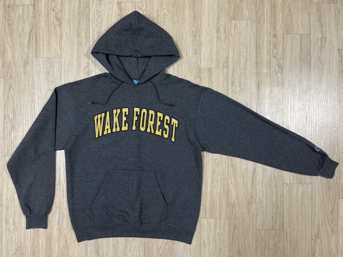 100~105) 90's 챔피온 미대학 빅로고 차콜 후드티 상품이미지2