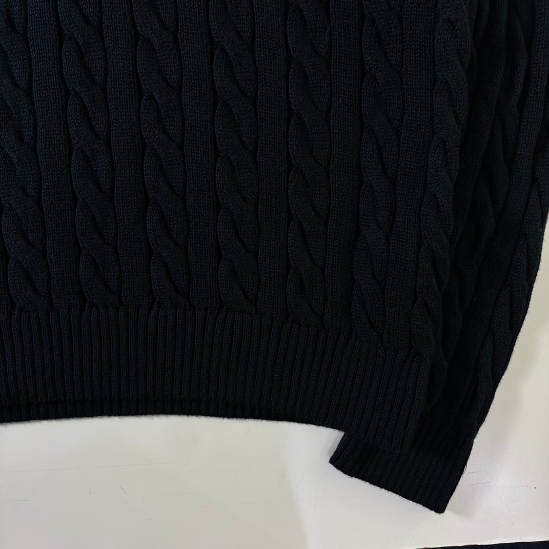 Polo  폴로 랄프로렌 자수 코튼 네이비 꽈배기 반집업 니트  상품이미지4