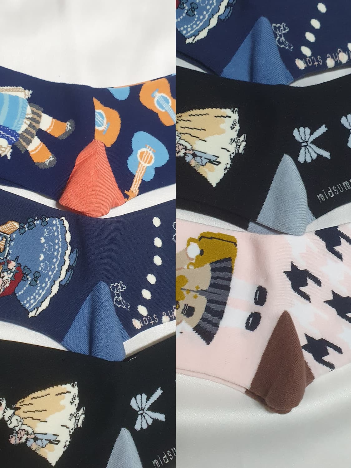 블루 네이비 핑크 토끼 도트 리본 기타 양말 상품이미지7