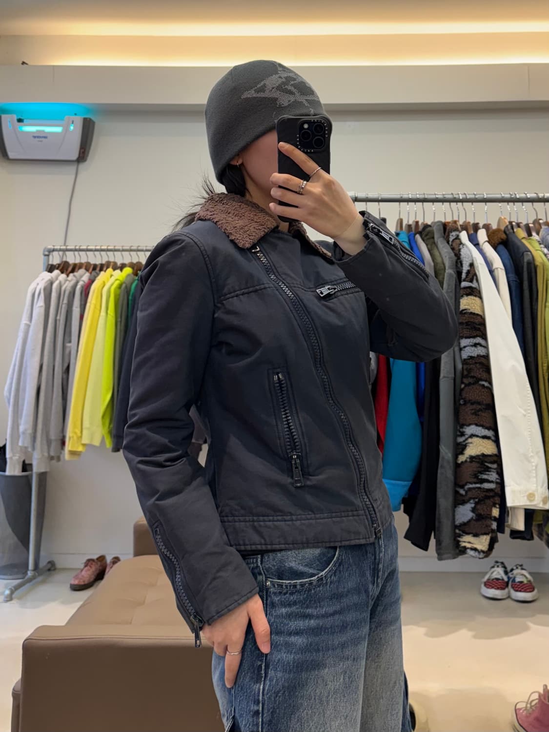 아페쎄 사선 집업 바이커 자켓 상품이미지8