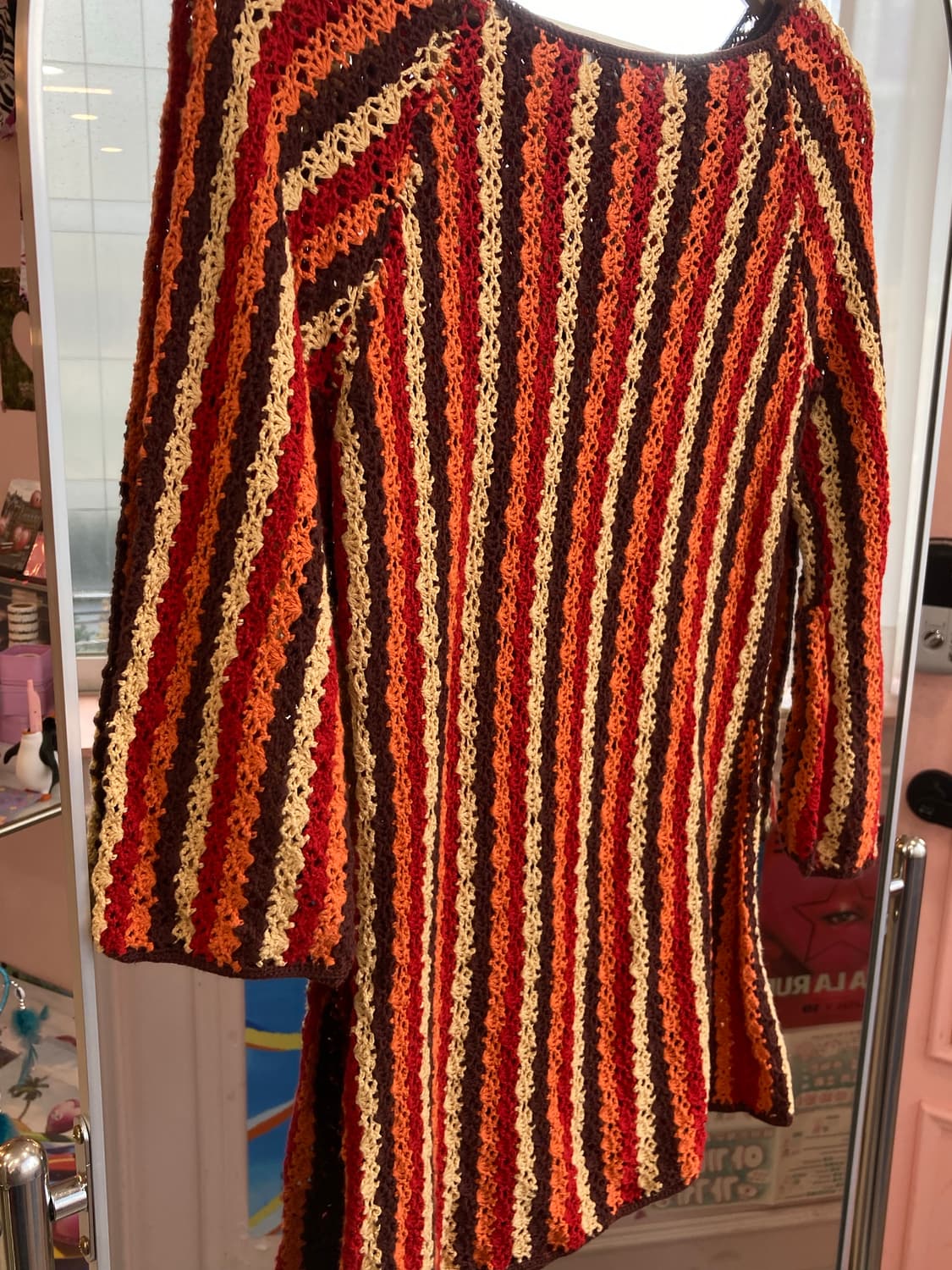 브라운 배색 스트라이프 뜨개 니트 상품이미지7