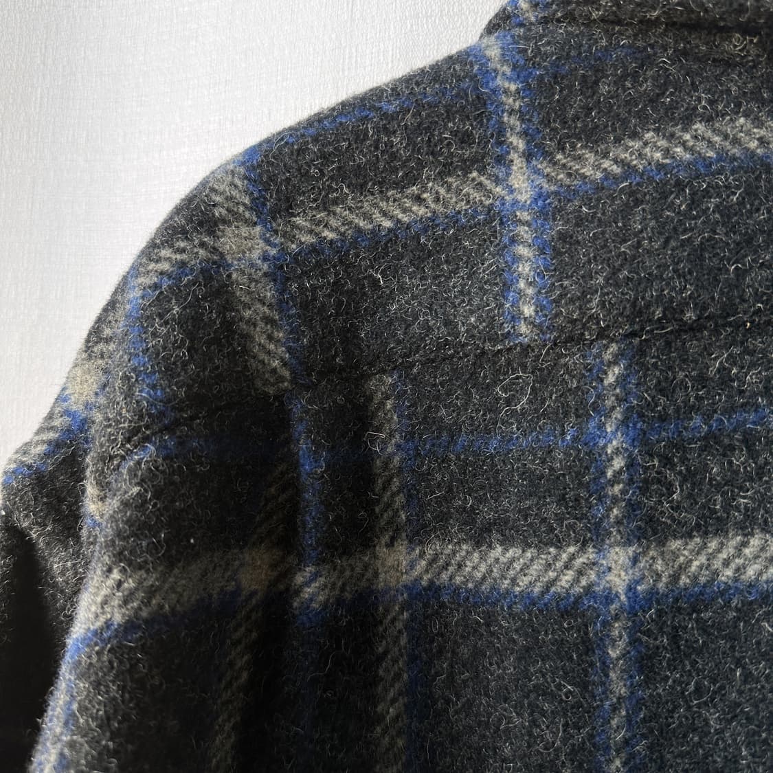 90s 빈티지 폴로 랄프로렌 헤비웨이트 울 체크 셔츠 차콜 105 상품이미지8