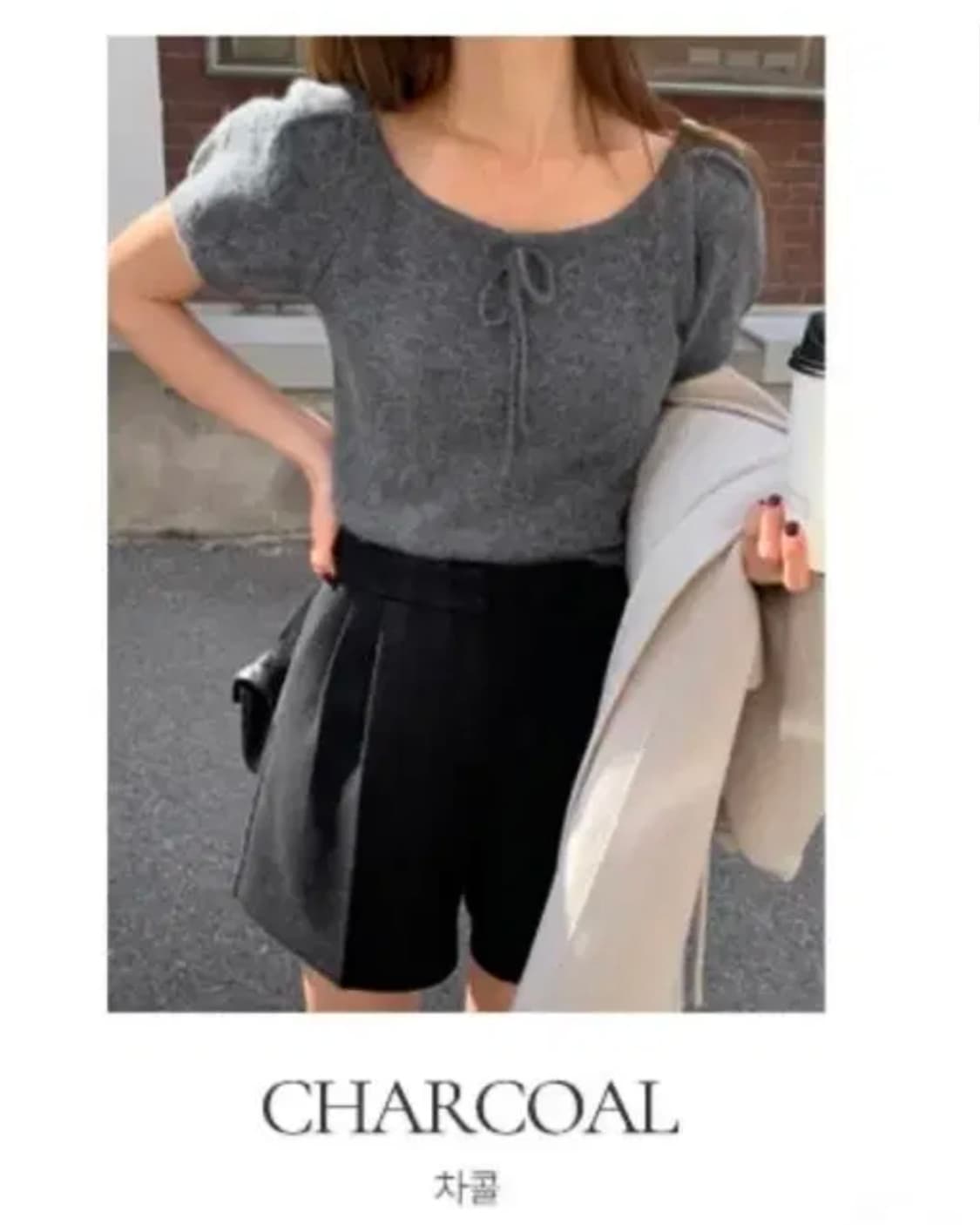 가내스라 리본 반팔 니트 상품이미지1