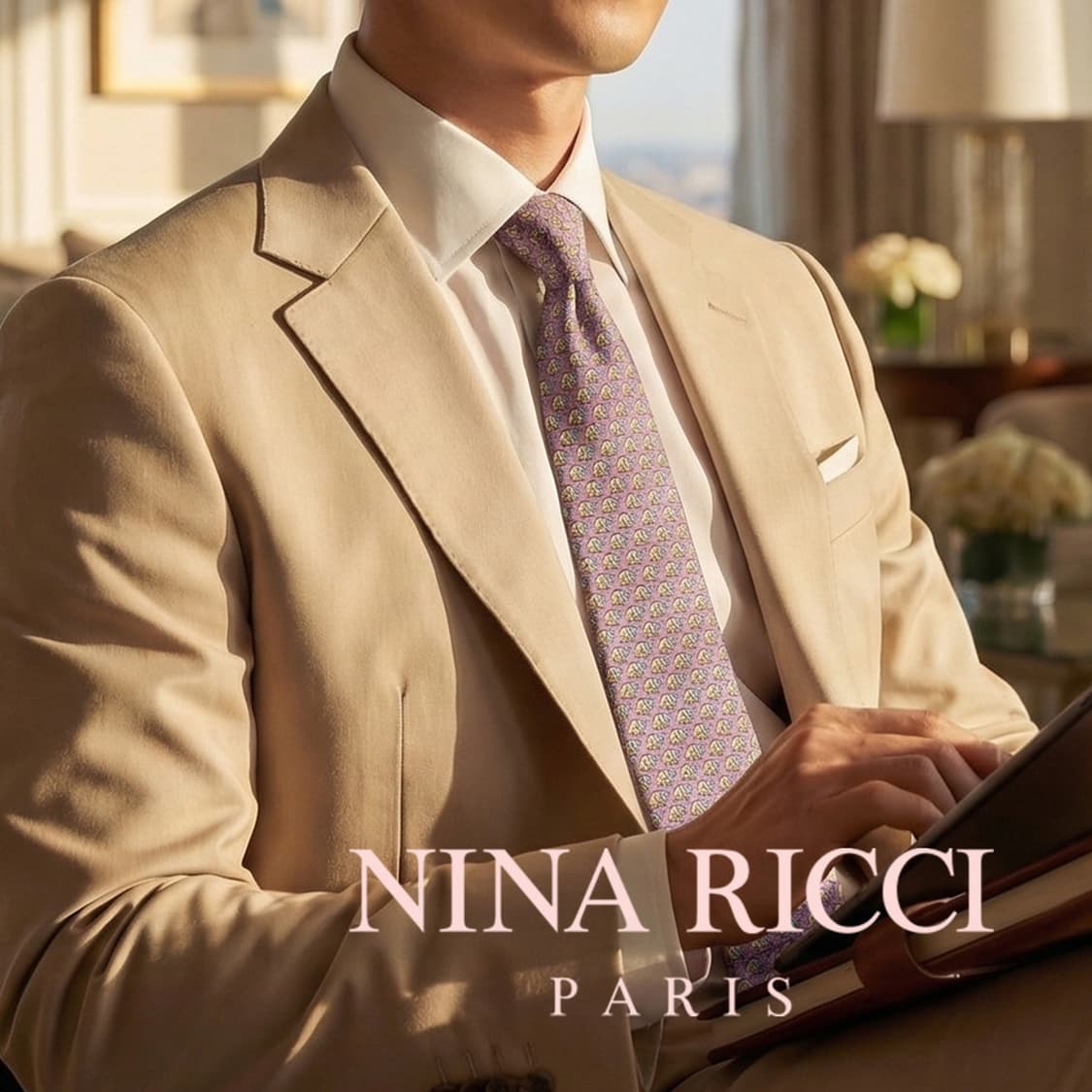 니나리치 실크 퍼플 코끼리 패턴 넥타이 8.8cm A+등급 A19885
 상품이미지1