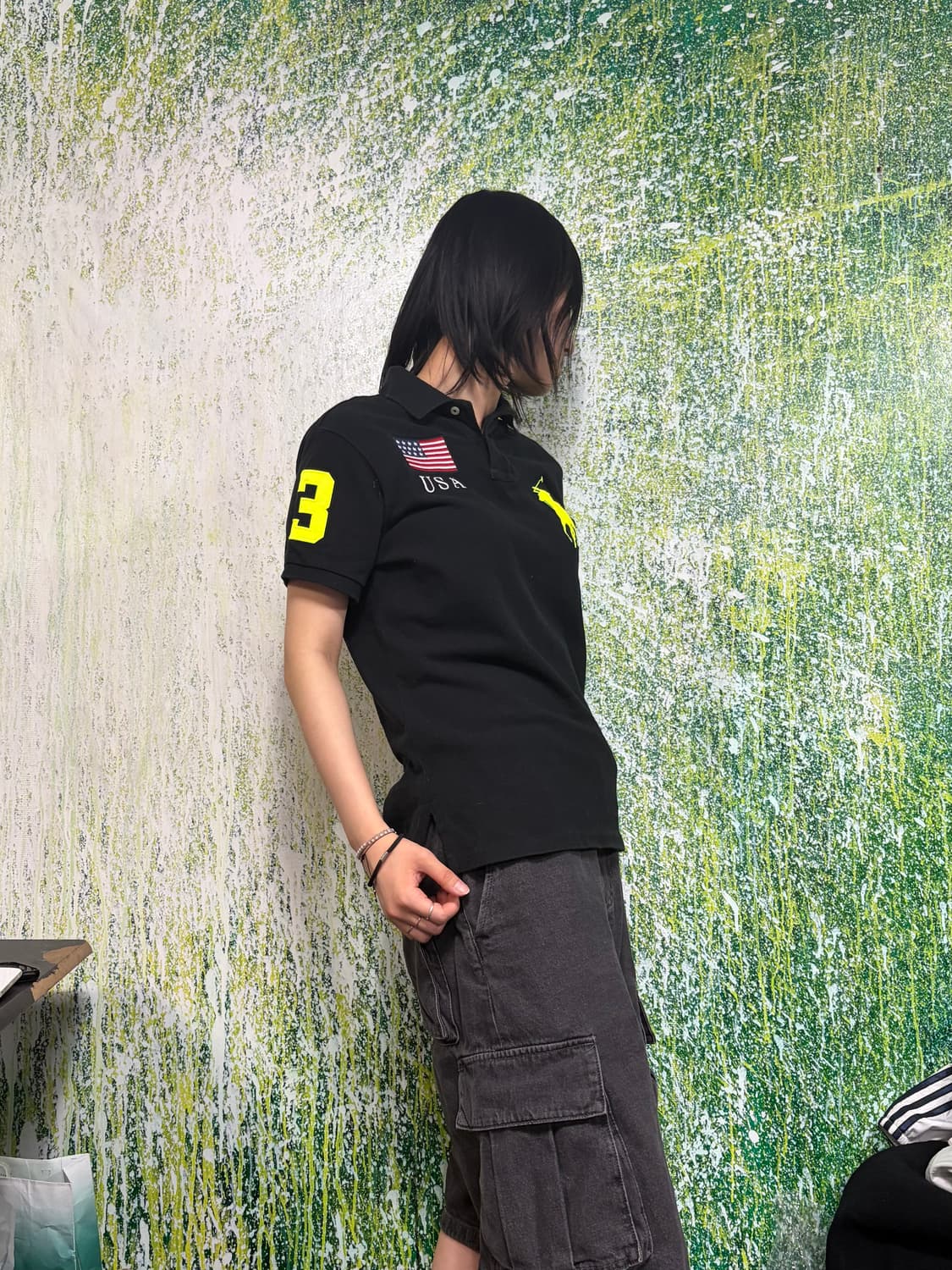 폴로 빅포니 치프키프 USA 블랙 형광 반팔 카라 티셔츠 S 상품이미지4