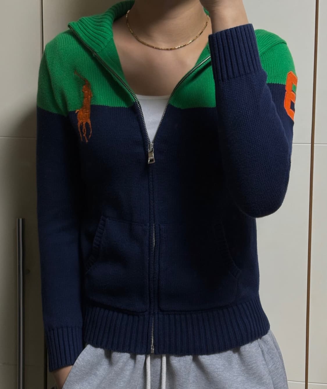 폴로 랄프로렌 빅포니 네이비 니트집업 상품이미지1