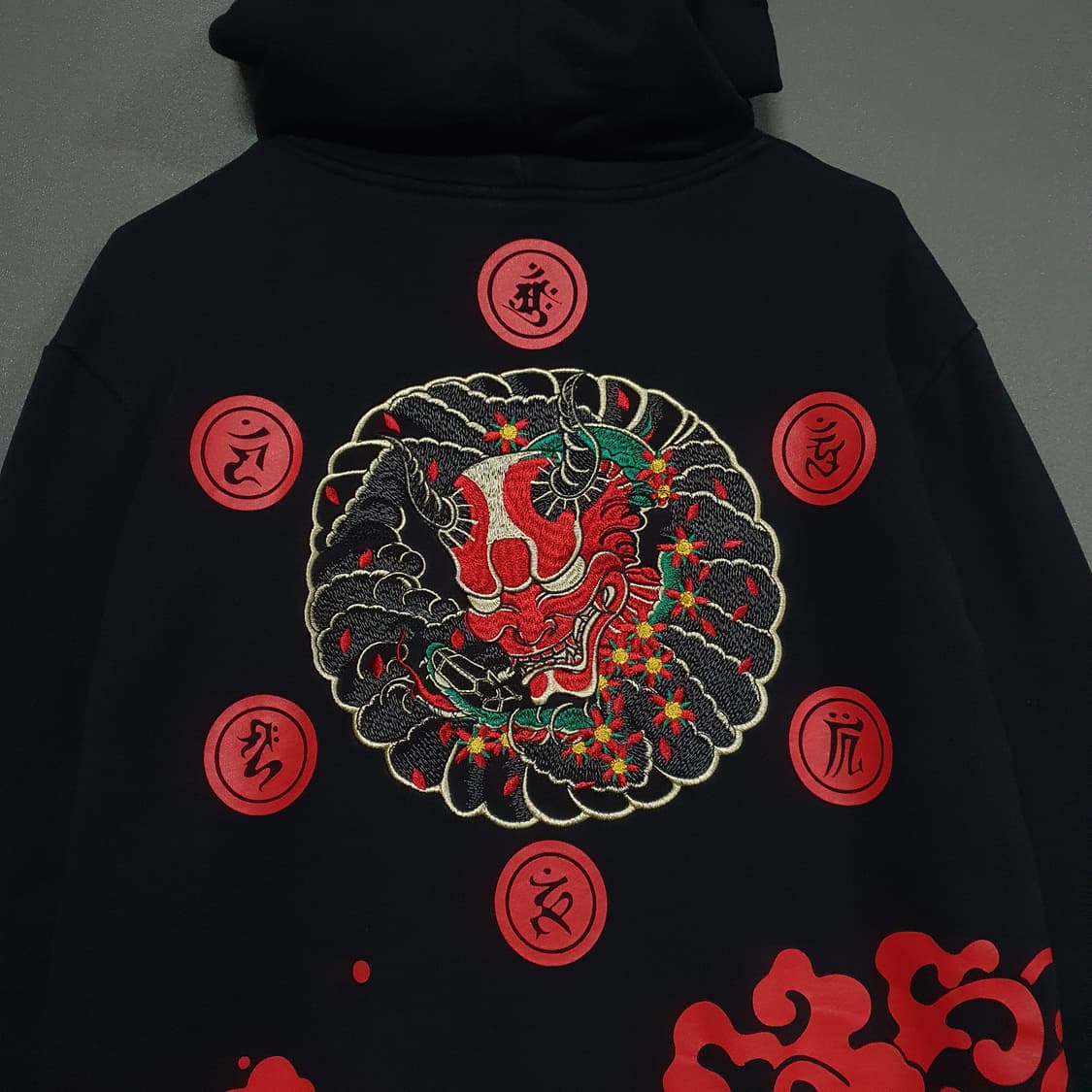 L) 일본 빈티지 엠브로이드 이레즈미 오니 자수 후드티 스웻셔츠 후디 상품이미지2