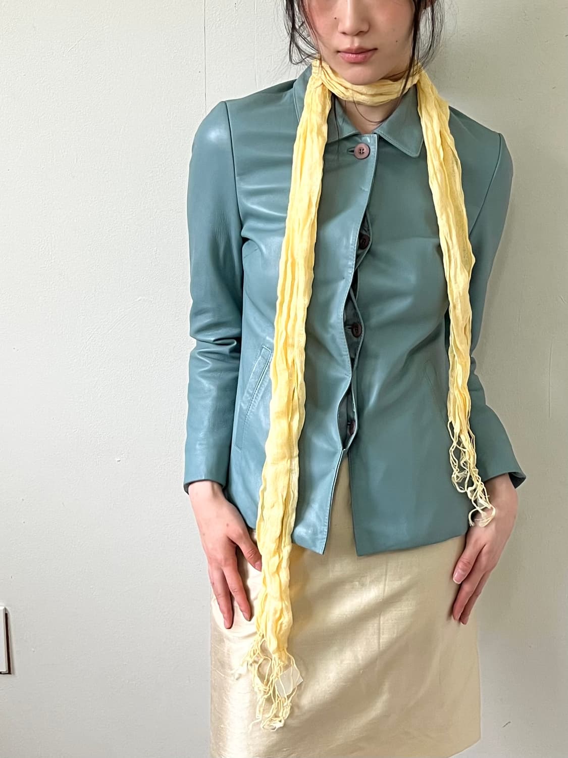 lnstinct 스카이블루 레더 자켓 상품이미지3