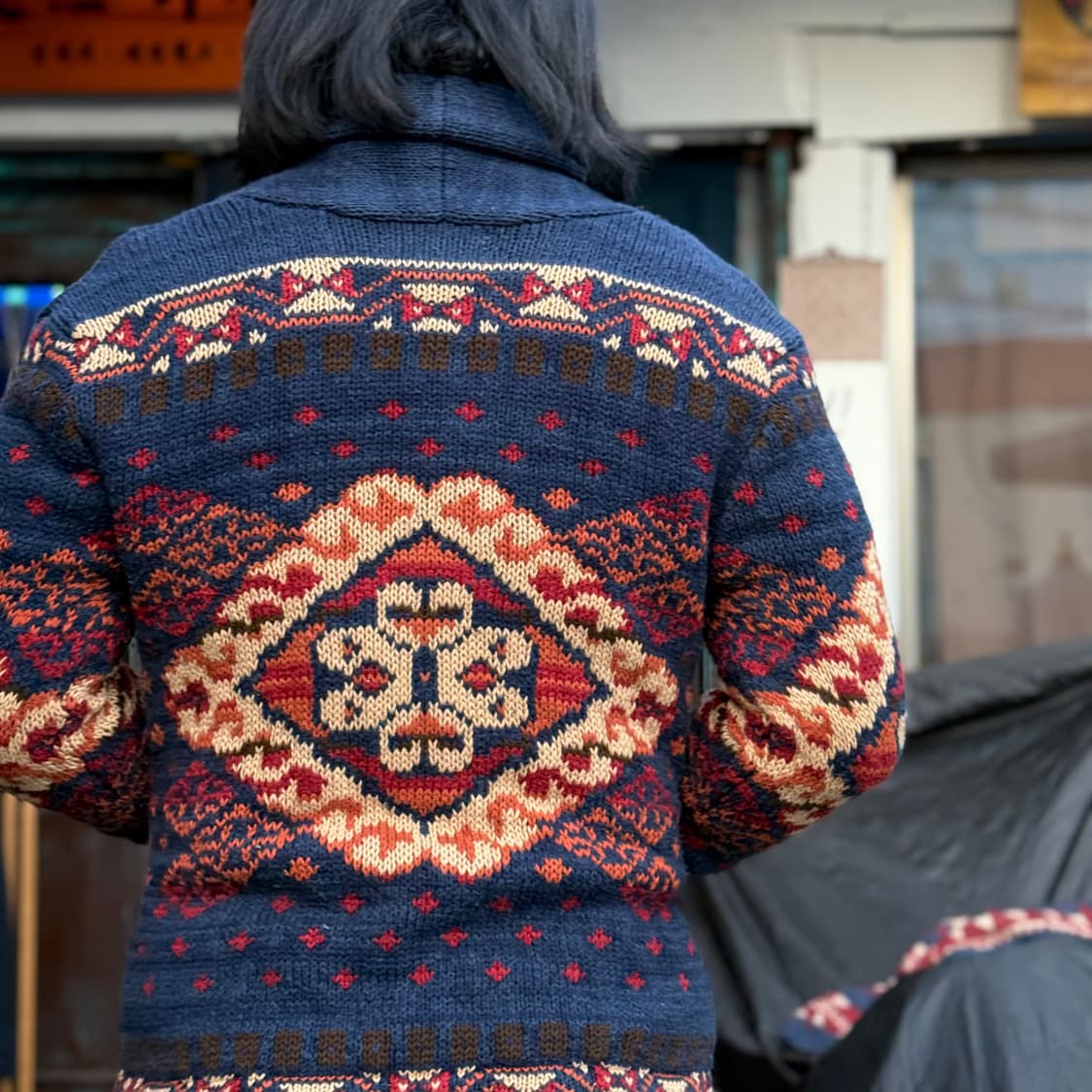 데님앤서플라이 노르딕 패턴 숄카라 가디건 S 상품이미지9