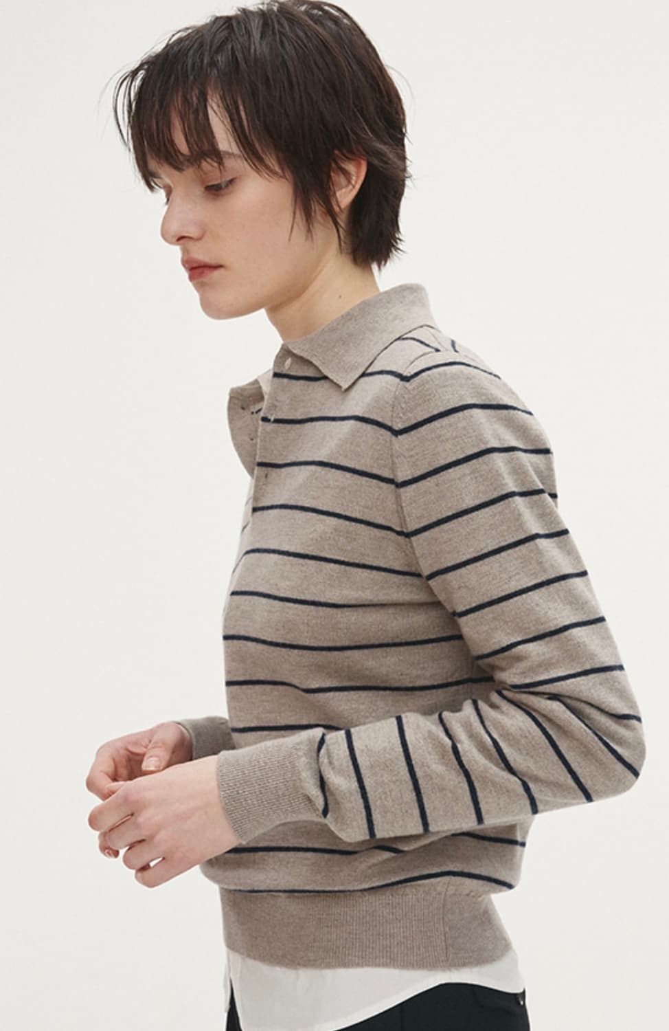 토니웩 울 스트라이프 폴로 니트 상품이미지1