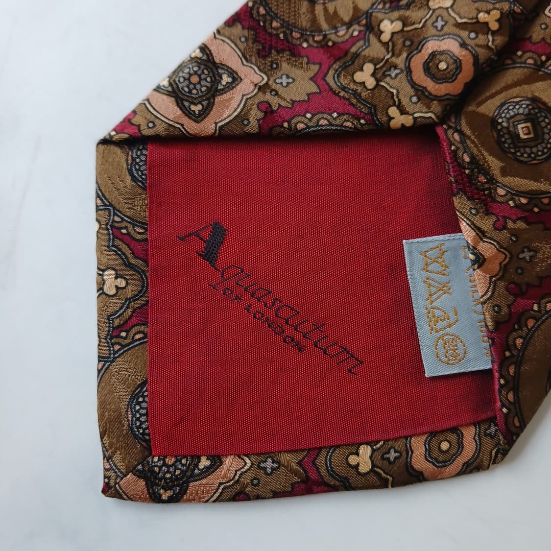 아쿠아스큐텀 실크 클래식 패턴 넥타이 9.5cm A+~A등급 A19785 상품이미지7