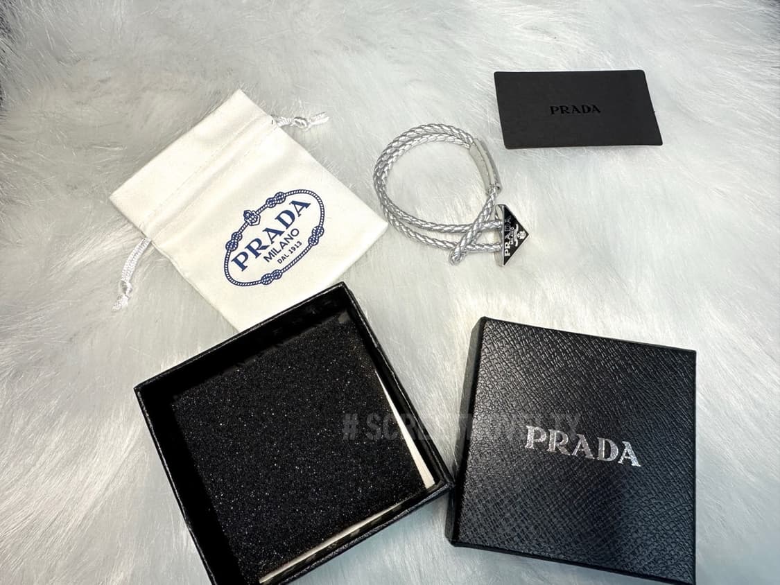 프라다 가죽 팔찌 실버 풀박스 상품이미지8