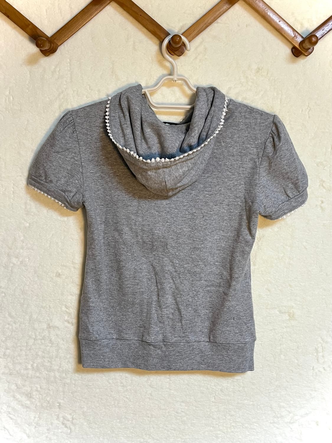 빈티지 리본 레이스 반팔 후드 집업  상품이미지2