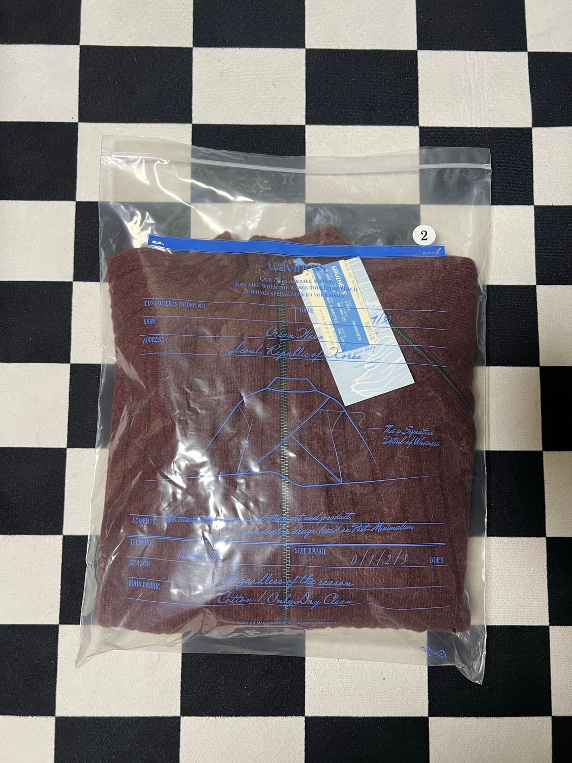 [2, 새상품] 웨이비니스 다이애그널 풀집업 니트웨어 멜란지 레드 상품이미지4