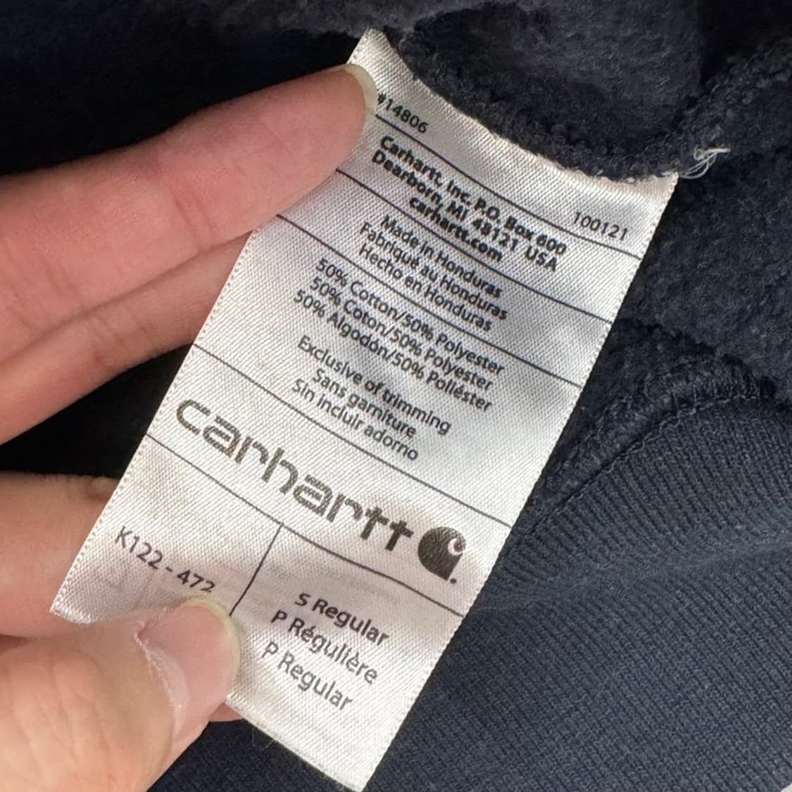 CARHARTT 미드 웨이트 오리지널 핏 후드 집업 네이비 S 상품이미지5