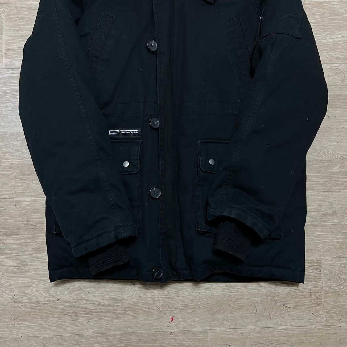 앱놀머씽 덕다운 양털 퍼후드 파카 패딩 점퍼 [블랙] XL/105 상품이미지3