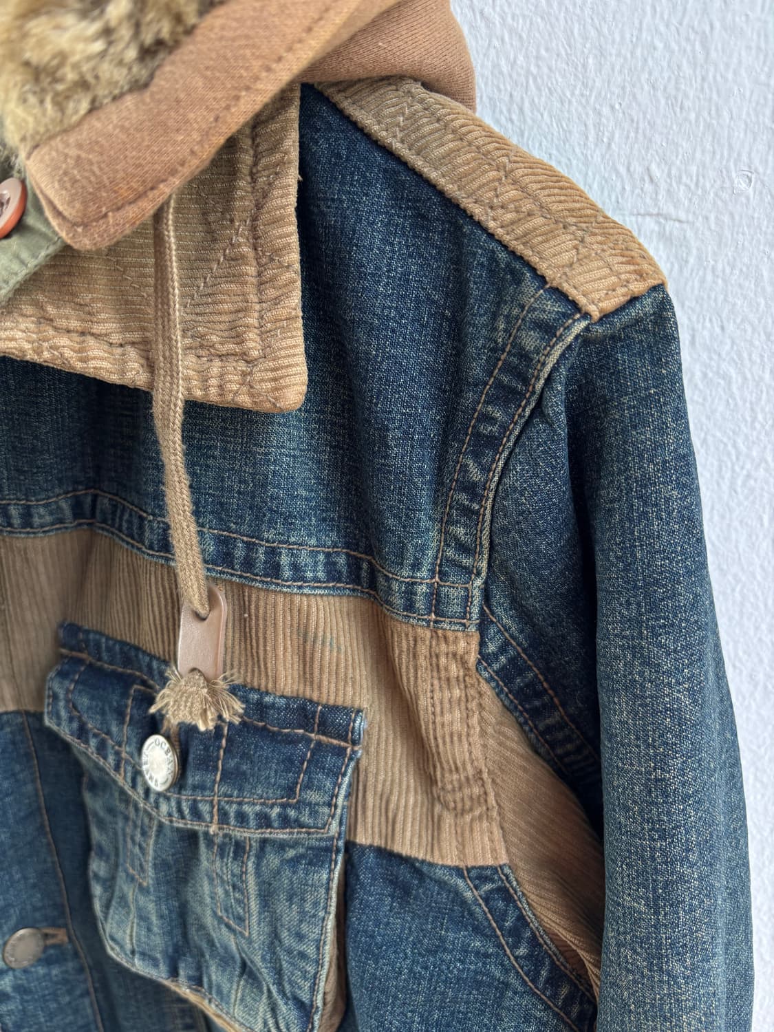 Vintage Denim Sherpa Hood Jacket 상품이미지3