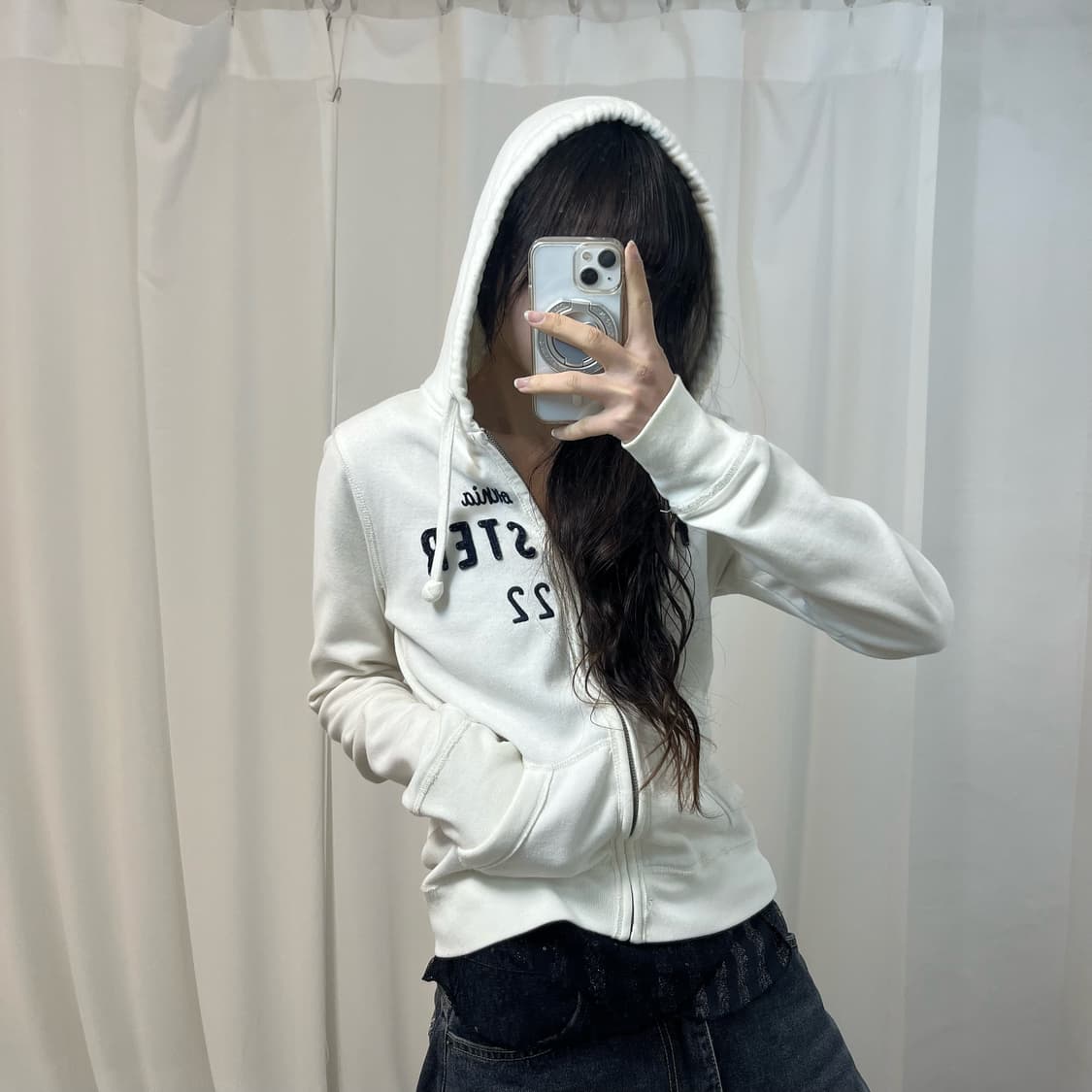 Hollister White Hood Zip-Up 상품이미지2