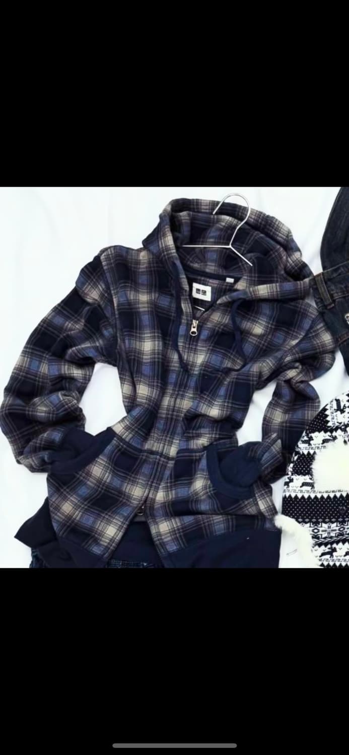 체크 후드집업 모리 빈티지 큐빈티지 샵502  상품이미지1