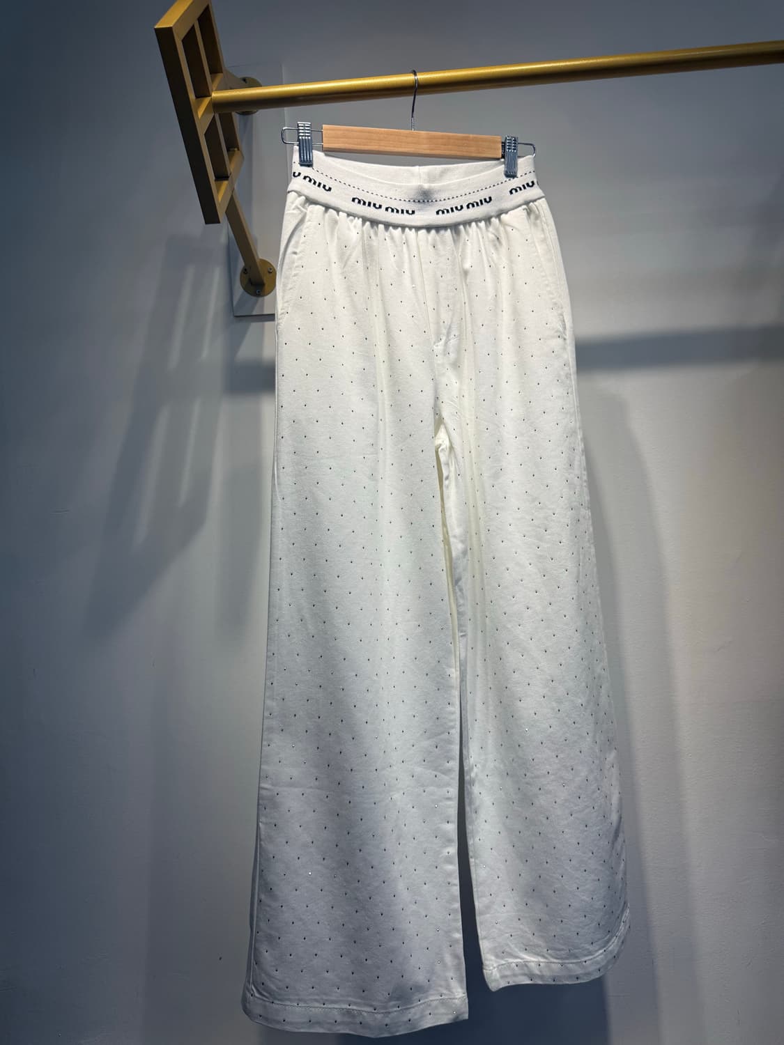 화이트 도트 큐빅 얇은 청바지 상품이미지1