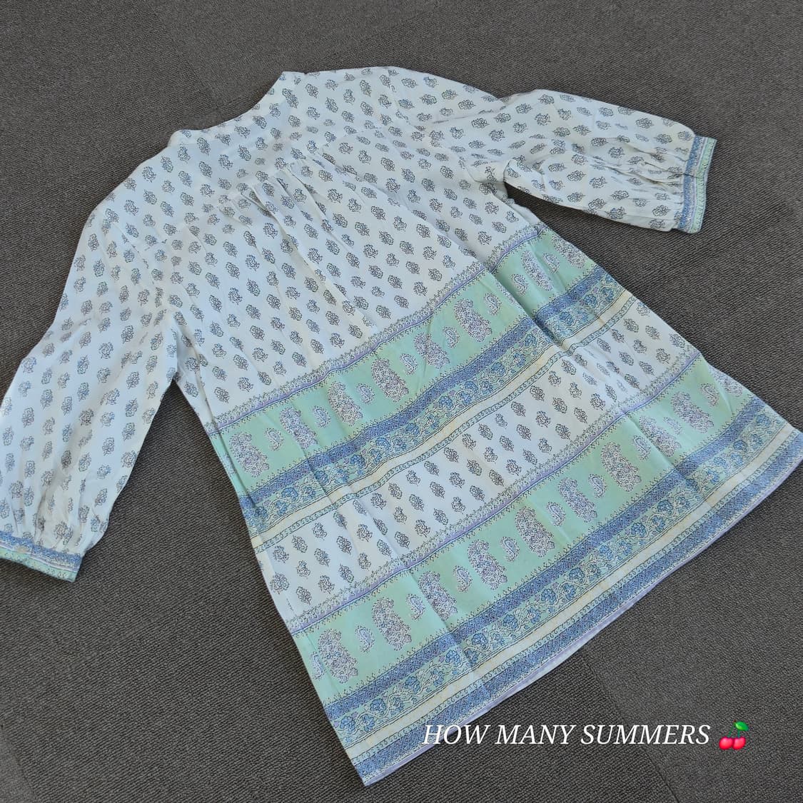 Honeysukle rose 화이트 블루/그린 패턴 블라우스 상품이미지7