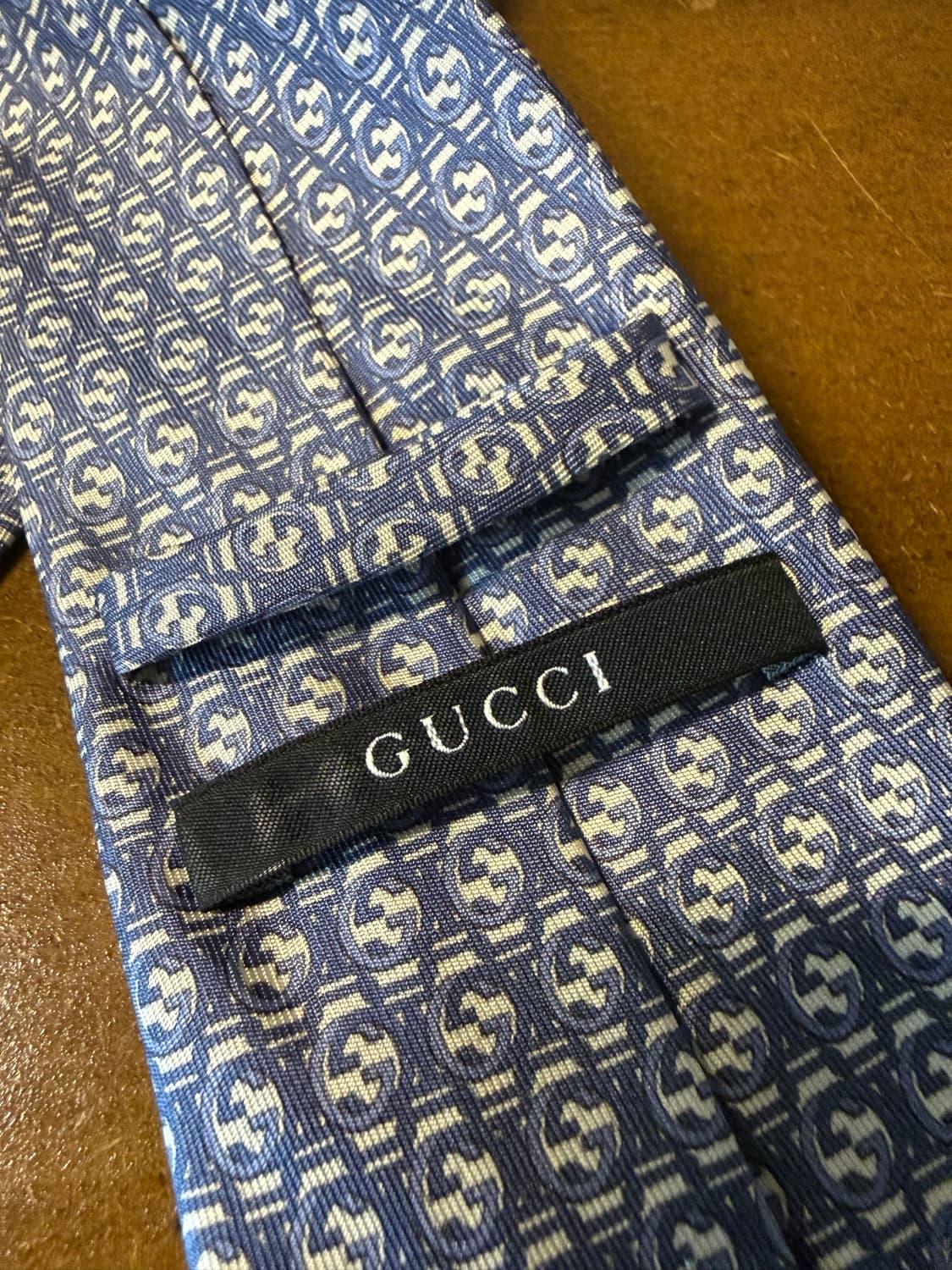 구찌 GUCCI GG로고 실크 넥타이 블루 상품이미지4
