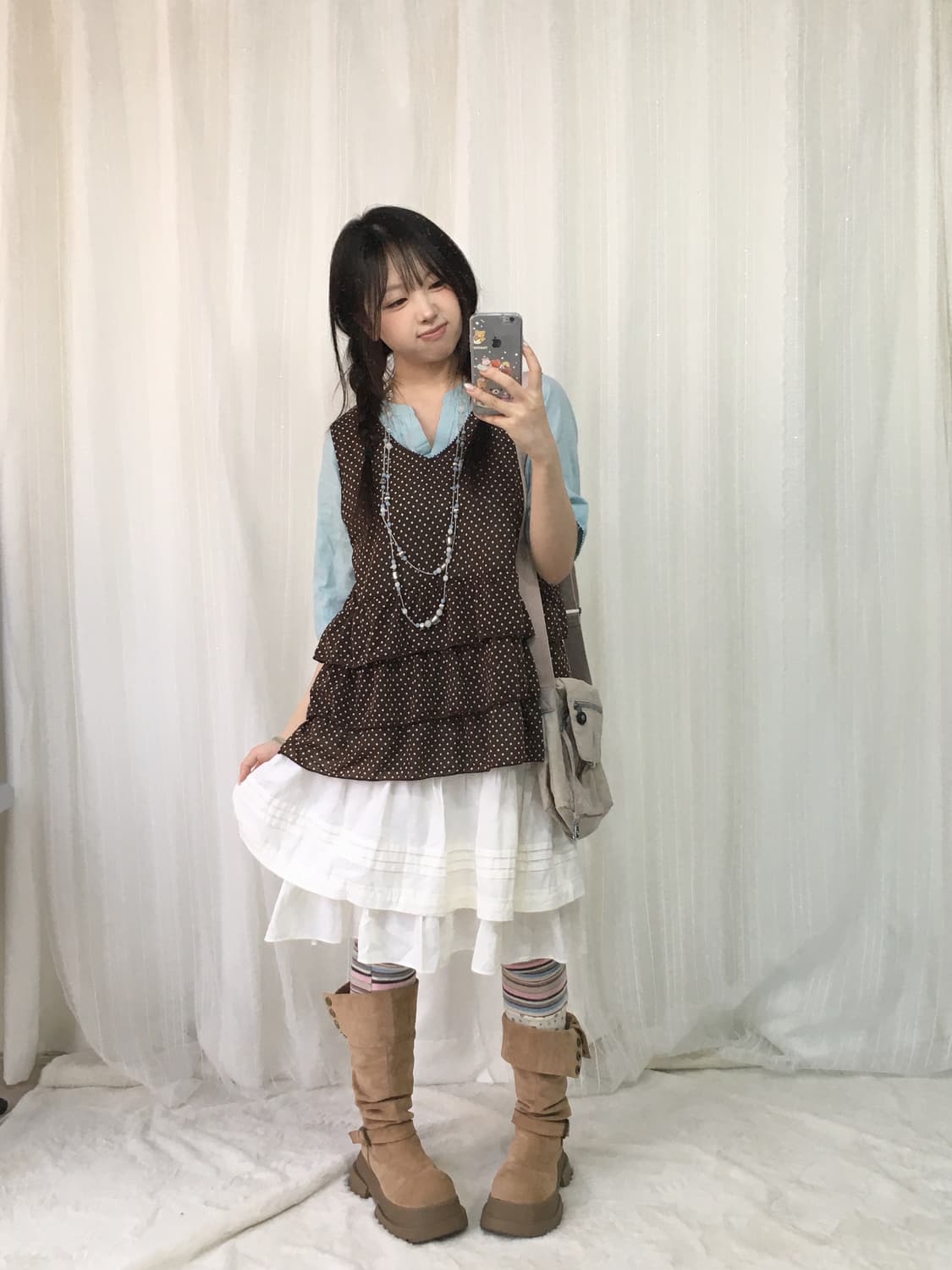 빈티지 소라 브라운 도트 코디세트 상품이미지3