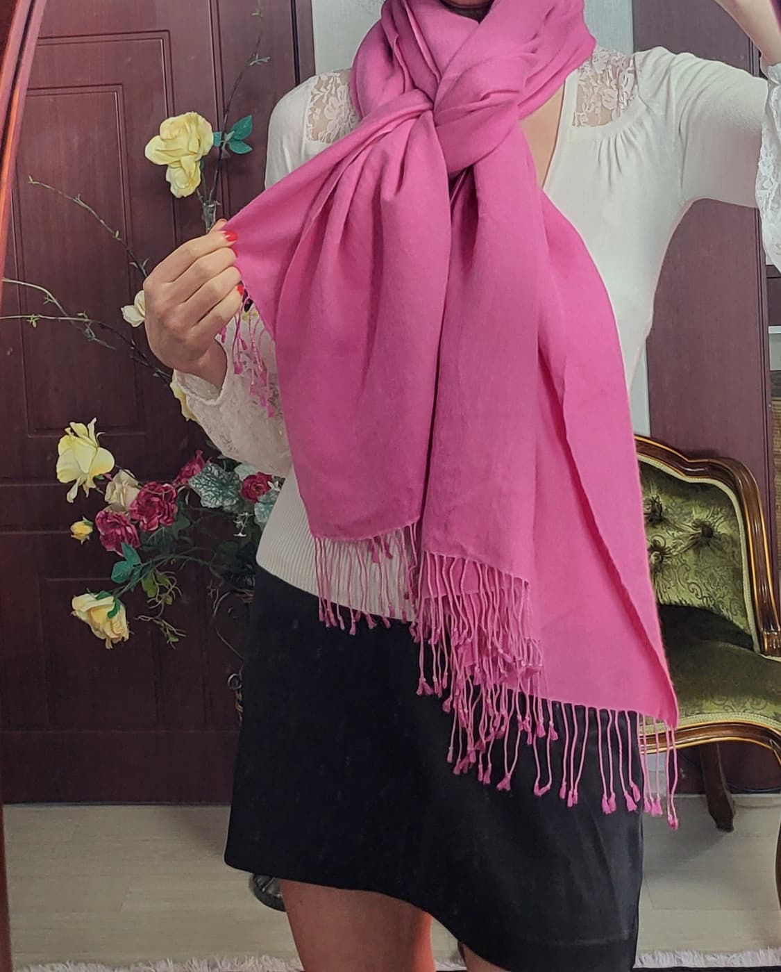 100% 캐시미어 빅숄 스카프  상품이미지8