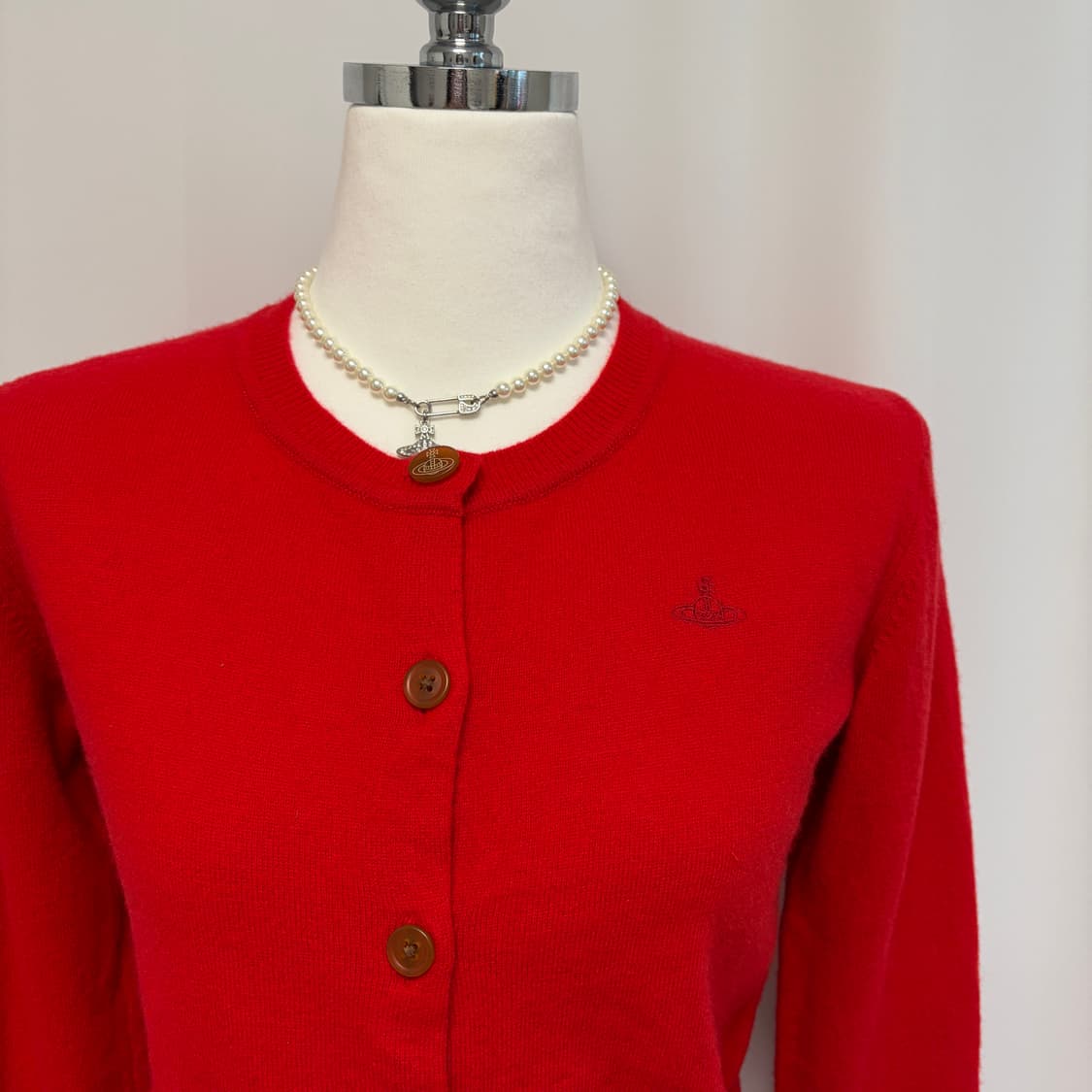 신상 비비안웨스트우드 베이직 울 가디건-레드 상품이미지7