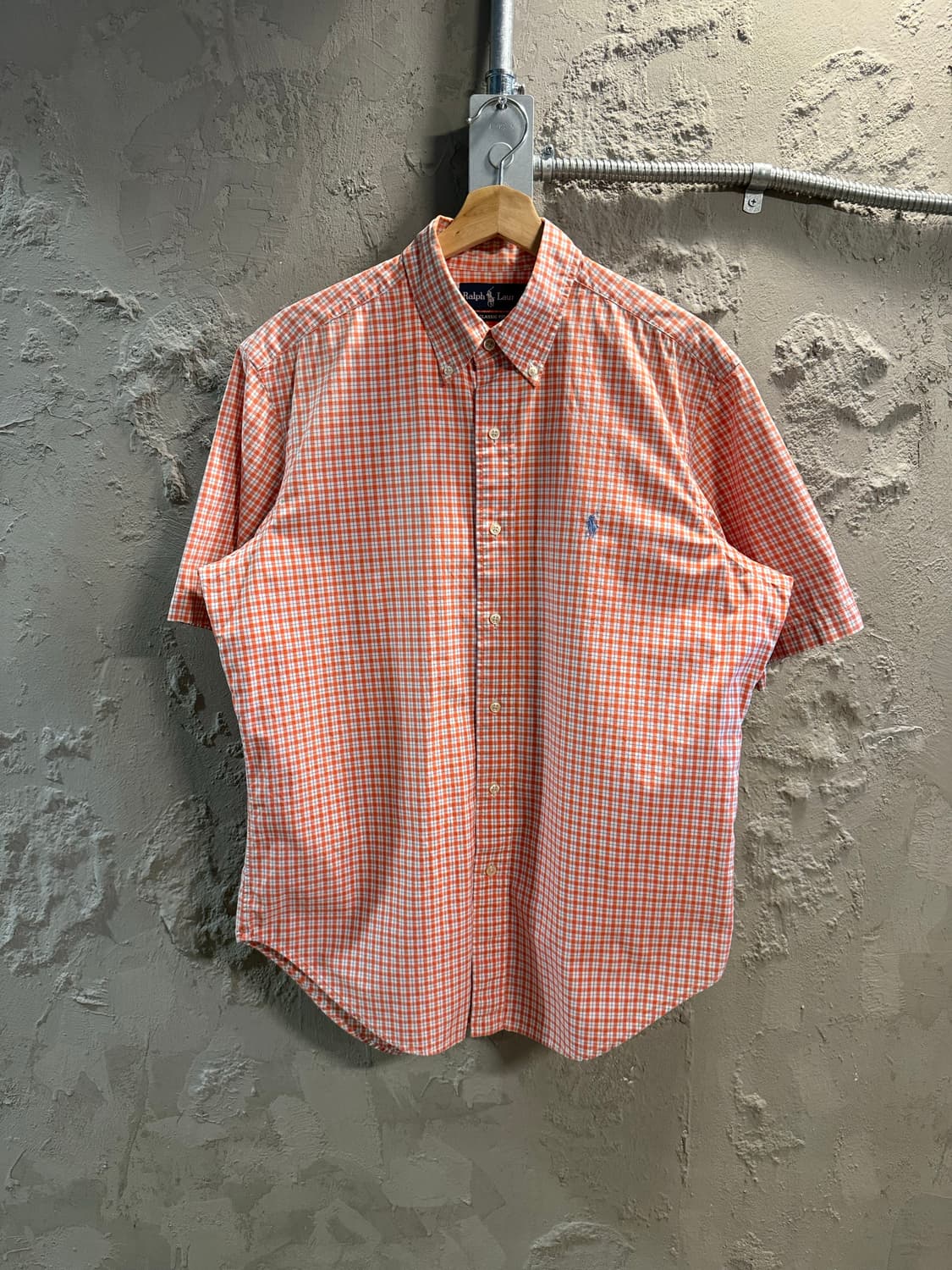 M 폴로랄프로렌 POLO 클래식핏 체크 반팔 셔츠 오렌지 상품이미지1