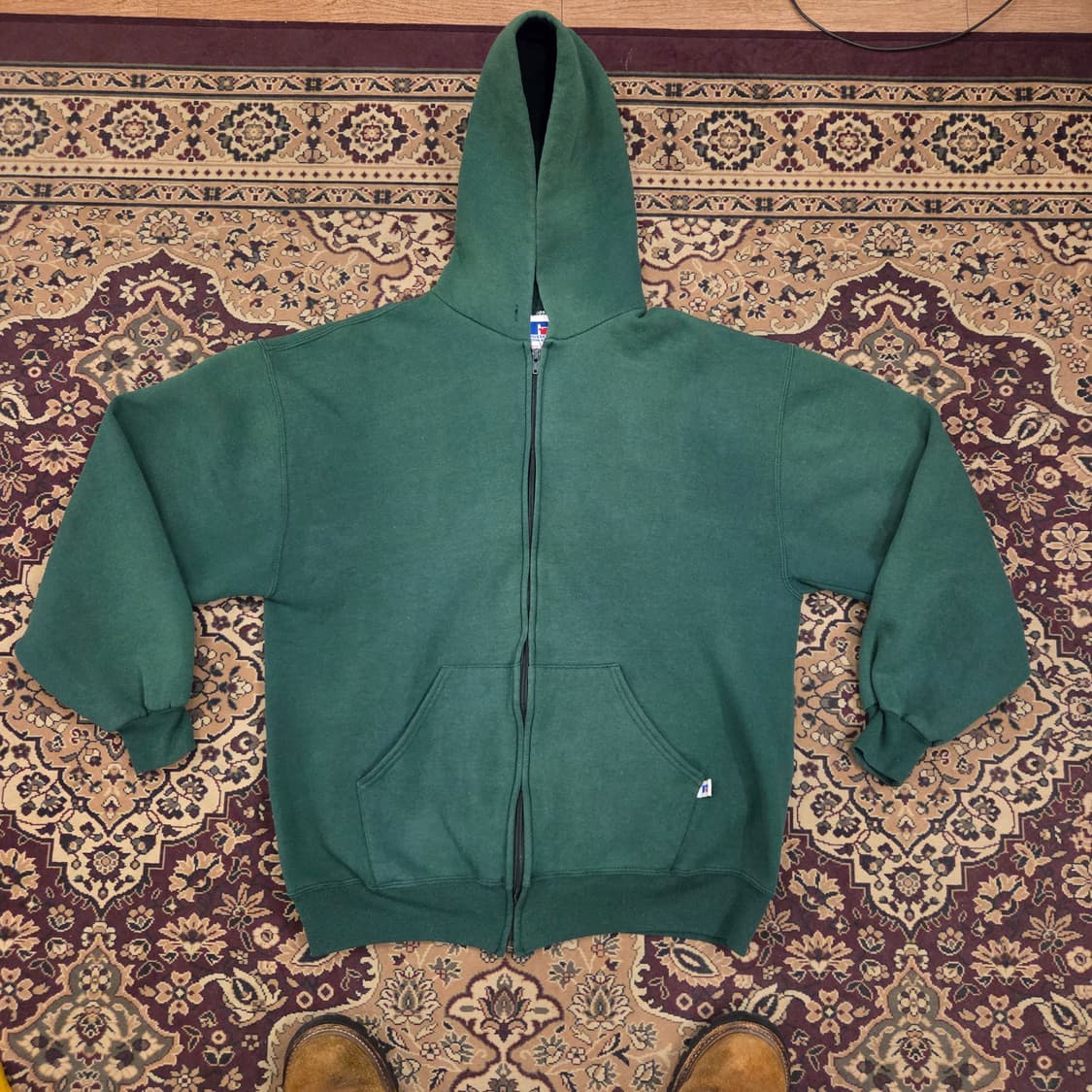 90s 빈티지 러셀 후드집업 그린 L USA 상품이미지1