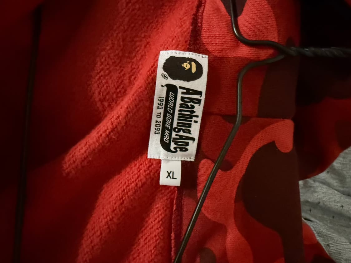 베이프 컬러 카모 샤크 후드집업 레드 상품이미지3