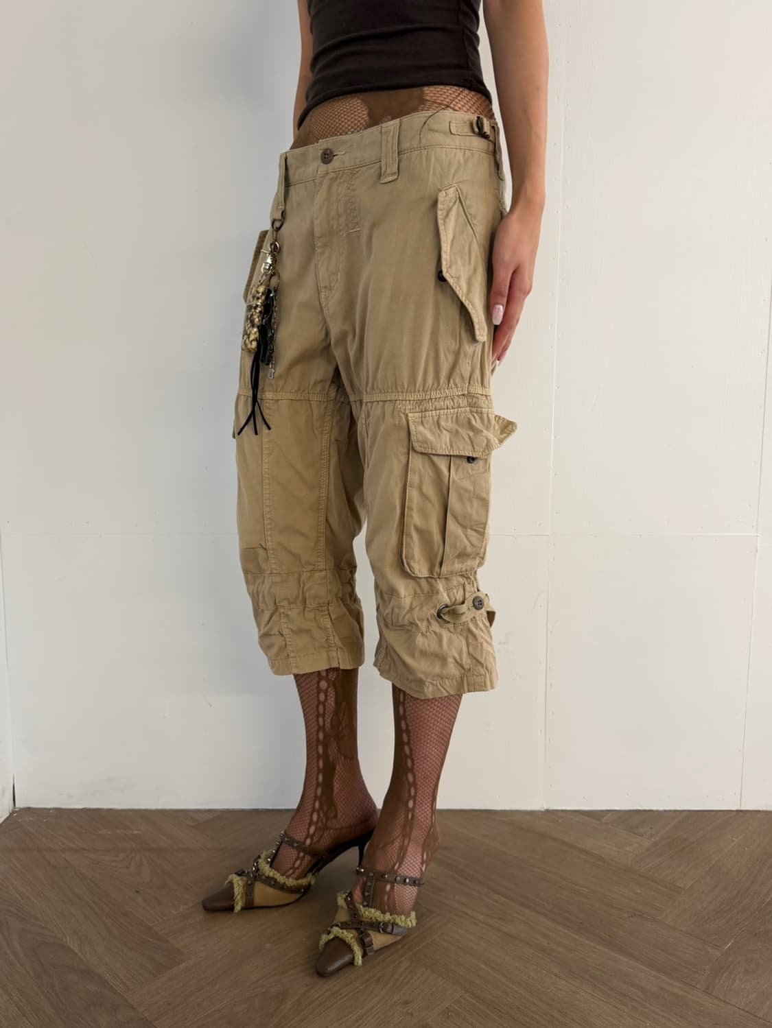 베이지 카고 카프리 팬츠 상품이미지4