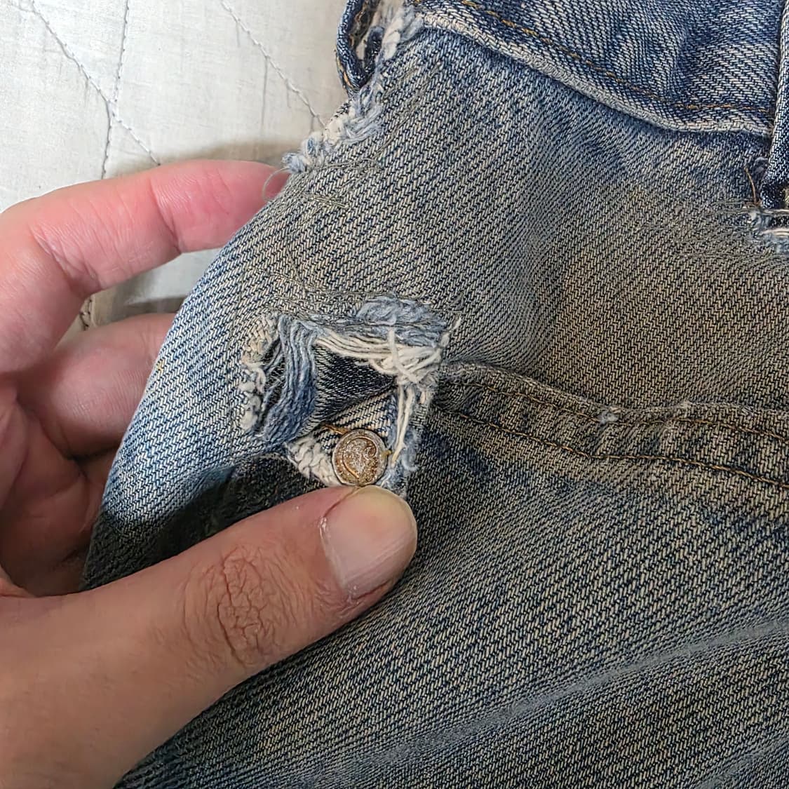 [34X32] 빈티지 칼하트 더블니 B73 DST 데님팬츠 헬 트래쉬드 상품이미지9