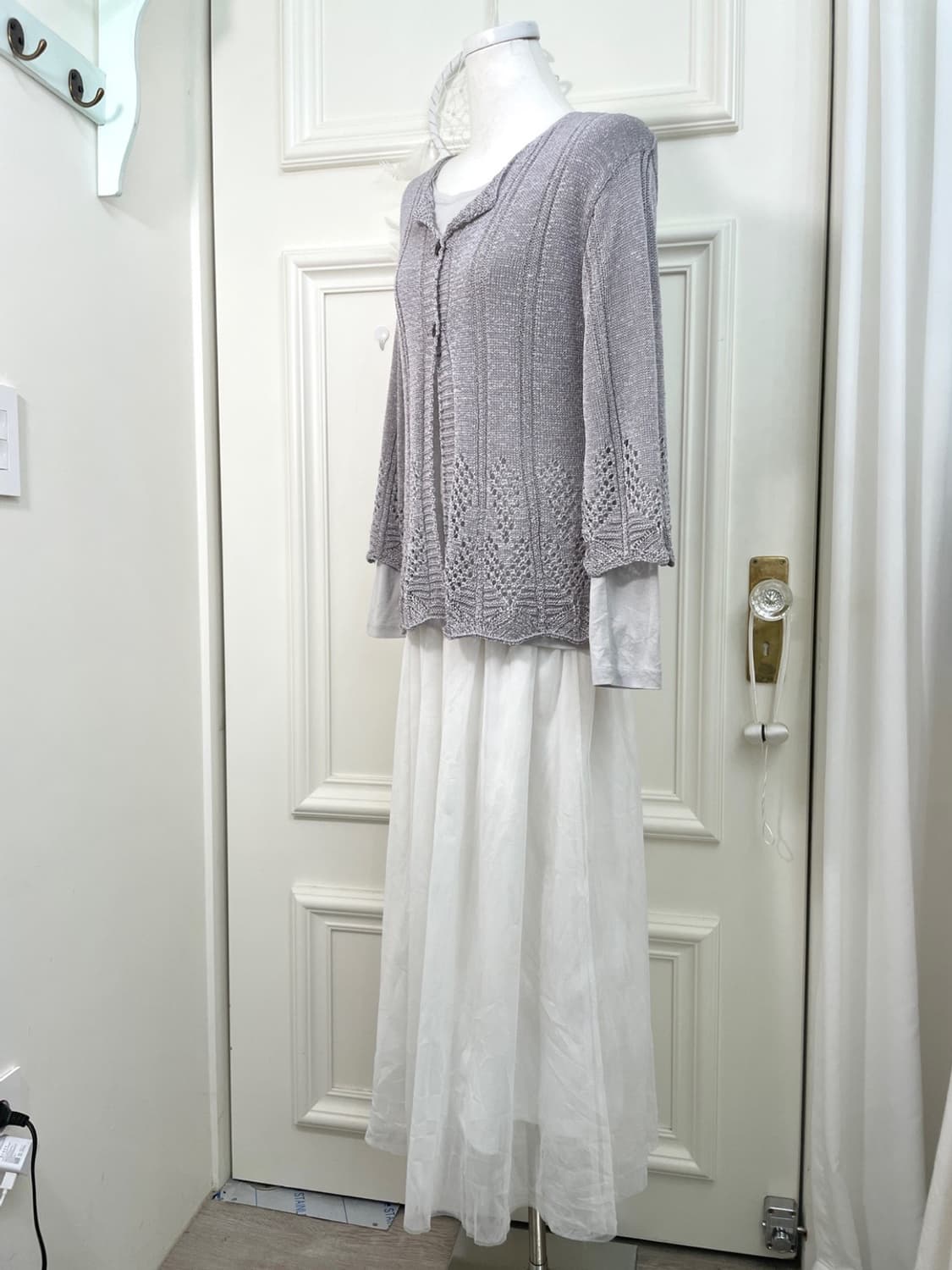 white tule banding long skirt(size-L) 상품이미지7