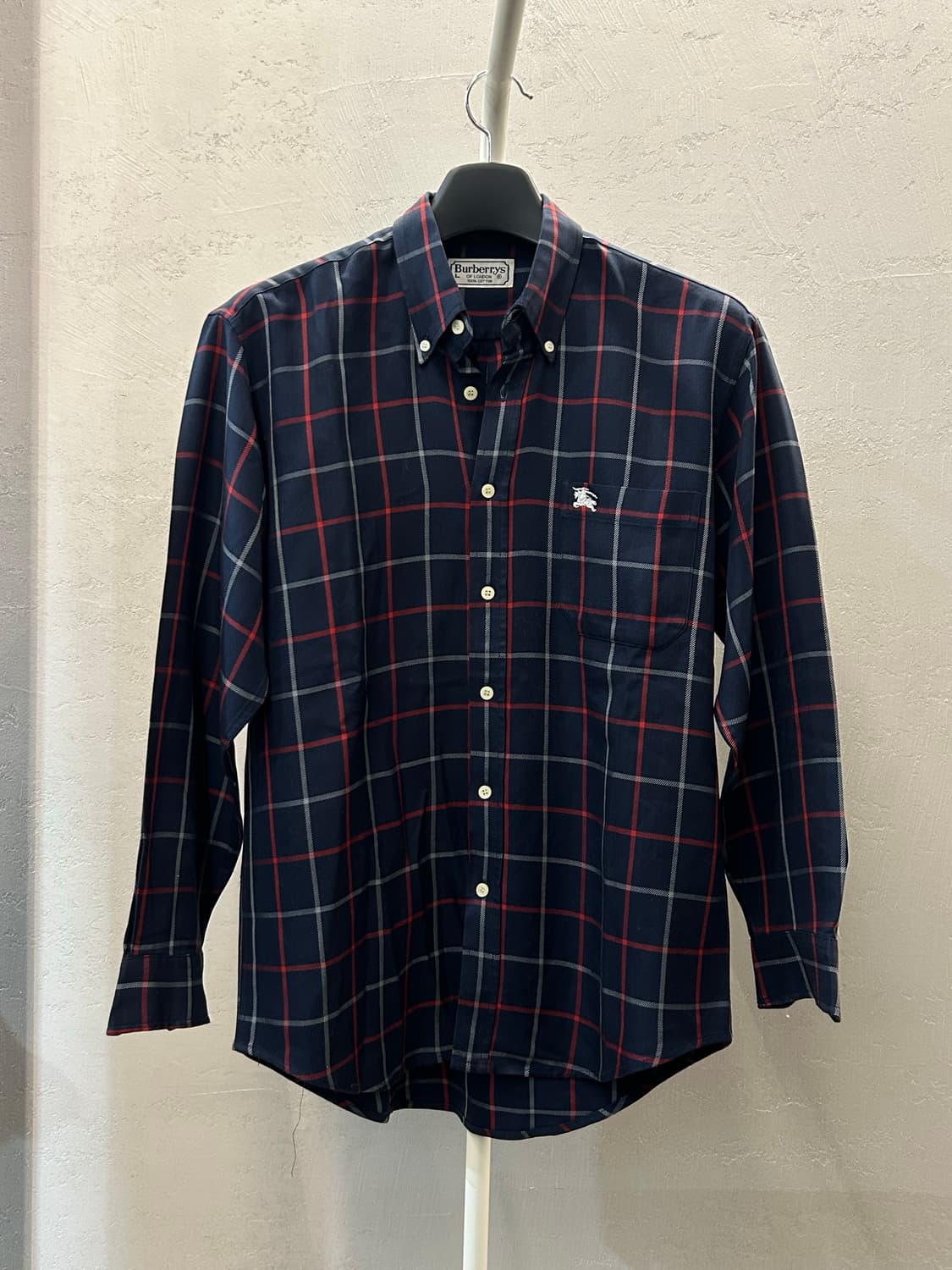 버버리 짙은 네이비 체크 긴팔 셔츠 상품이미지2