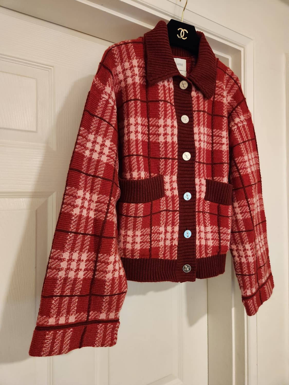 (정품)샤넬 배리 BARRIE 레드 타탄체크 캐시미어 자켓 상품이미지3