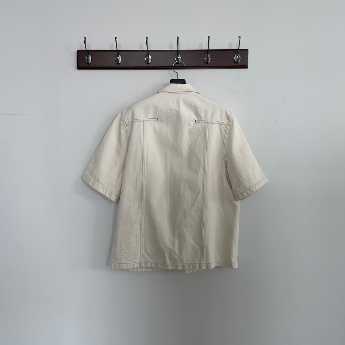 코스 아이보리 아이보리 데님 반팔 오버핏 아우터 셔츠 상품이미지3