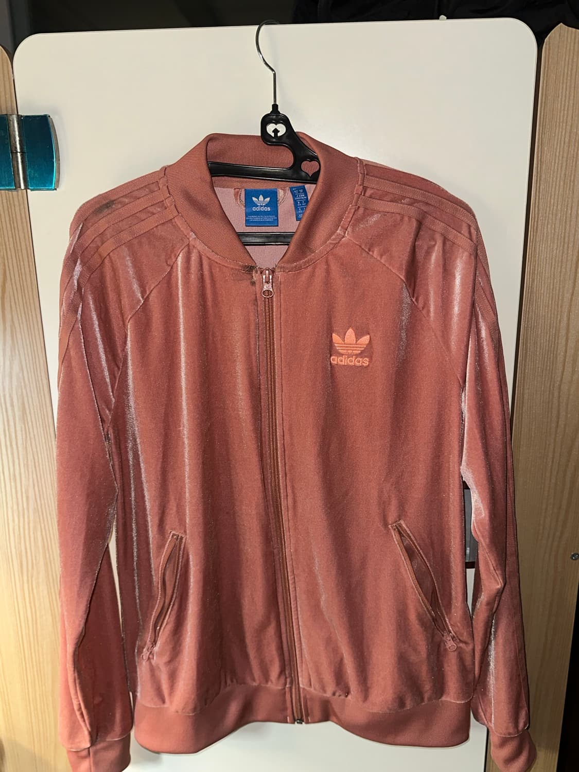 아디다스 빈티지 벨벳 자켓 핑크 상품이미지2