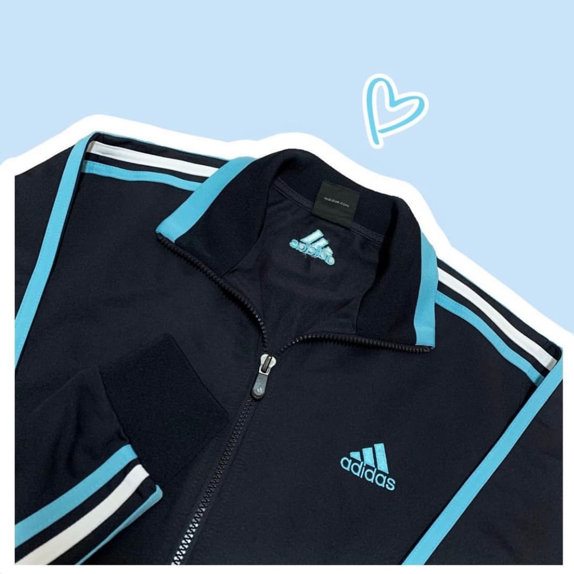 아디다스 포인트 하늘 스카이블루 져지 집업 트랙탑 상품이미지2