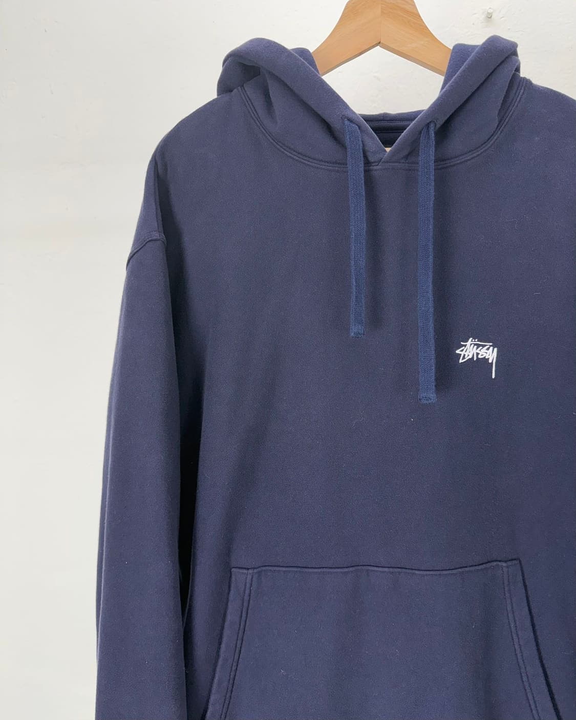 스투시 네이비 파일로 오버다이 스탁 로고 후디 스웨트 셔츠 상품이미지2
