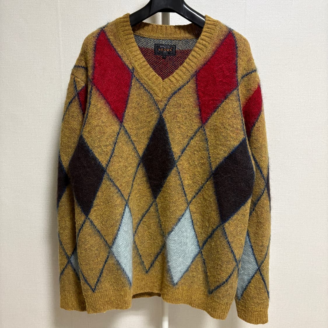 빔즈플러스 알파카 모헤어 V넥 스웨터 / 베이지, L 상품이미지1