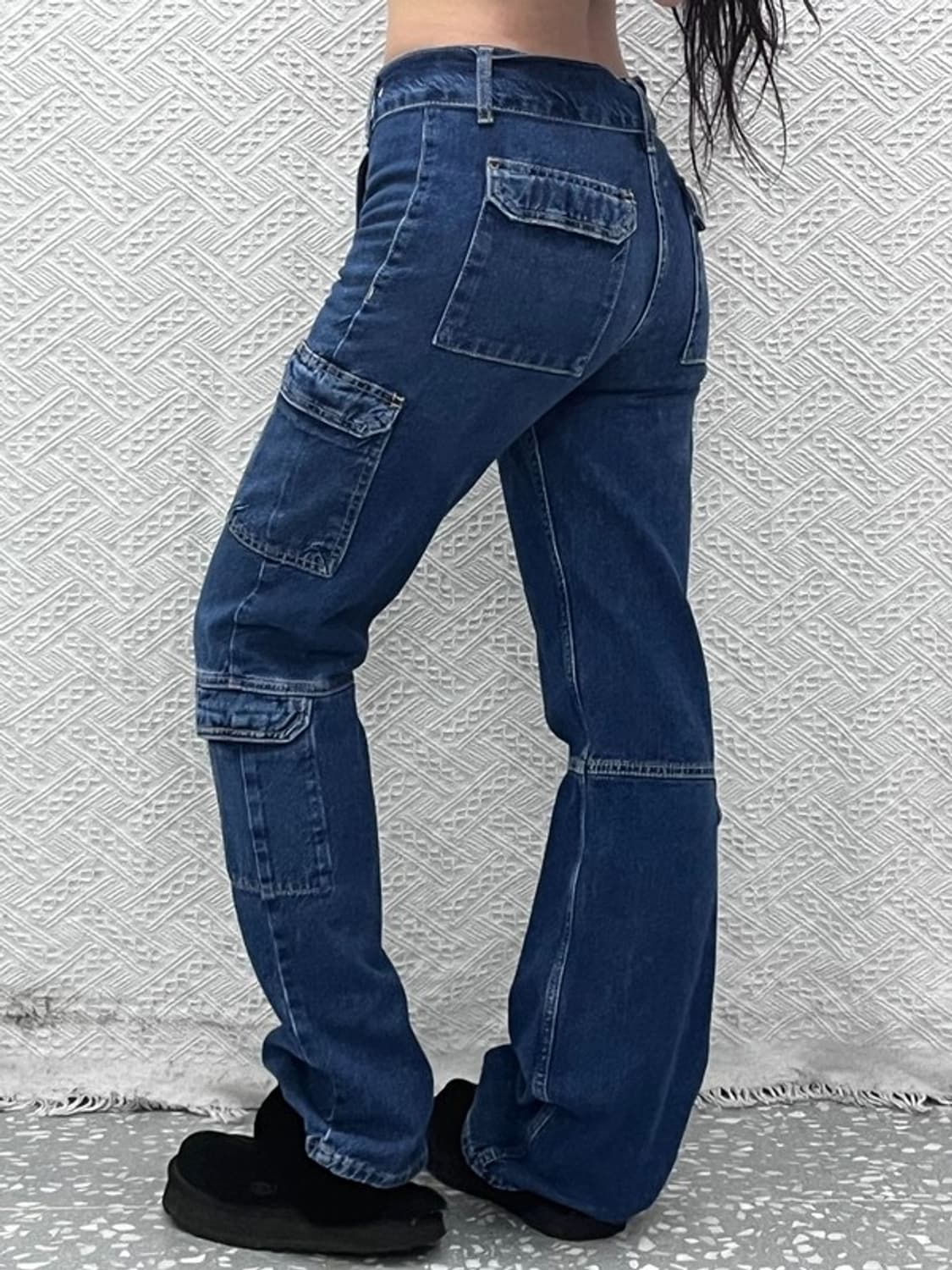 자라 핀터걸 미드라이즈 벨티드 데님 카고팬츠 26인치 C10726 상품이미지2