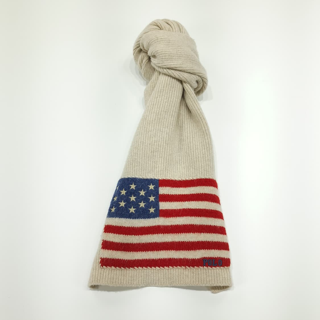 MX285 폴로 랄프로렌 아이보리 성조기 니트 목도리 머플러 상품이미지4