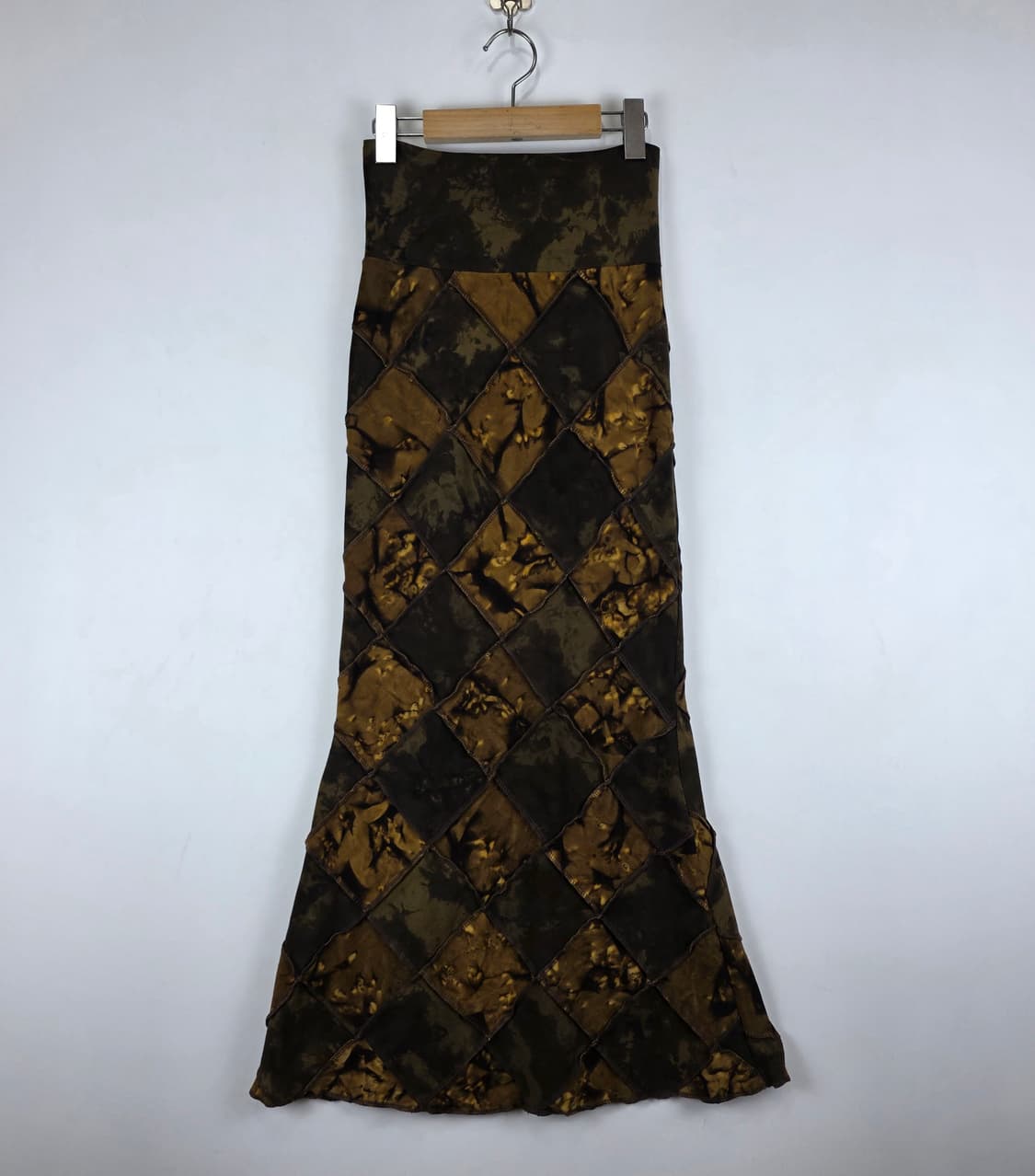 패치워크 브라운 패턴 롱스커트 상품이미지4