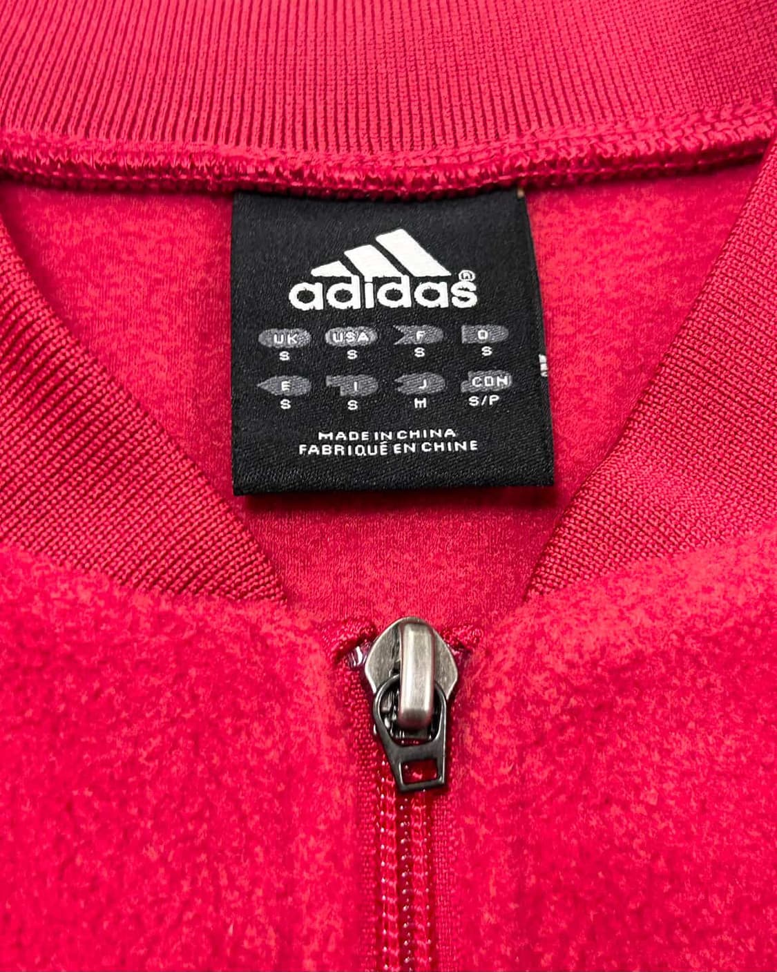 아디다스 레드 삼선 플리스 반집업 상품이미지8